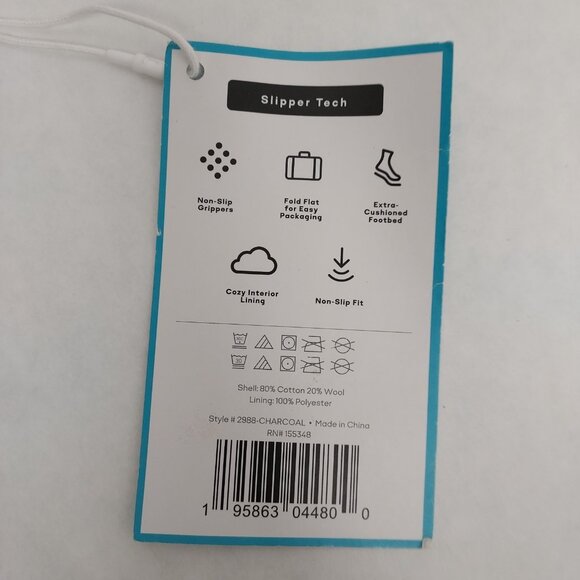 Bombas Gripper Slipper Unisex Size Small Charcoal Sherpa Lined Bootie House Sock - Picture 3 of 13